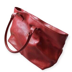 Brooks Brothers Red Pebbled Leather Unlined Shoulder Bag Purse & Storage Bag